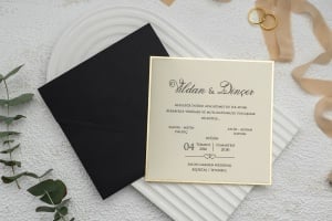 Invitatie de nunta, cu plic negru, 145x145mm – 9282,1,Creativ.ro