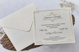 Invitatie de nunta eleganta, ivoire, cu plic, 179x179mm – 1134