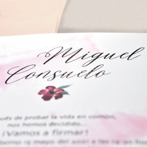 Invitatie de Nunta Florala cu Plic si Panglica, 150x150mm – 39708,3,Creativ.ro