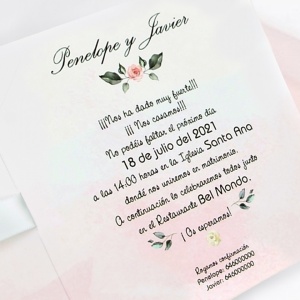 Invitatie de Nunta Florala cu Plic si Panglica, 150x150mm – 39724,4,Creativ.ro