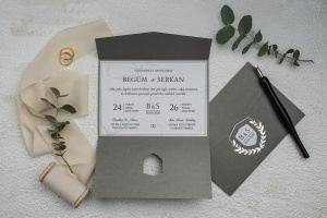 Invitatie de nunta, gri, 105x218mm – 9304,2,Creativ.ro