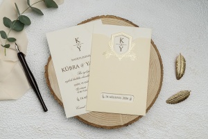 Invitatie de nunta, ivoire cu elemente aurii, 122x184mm – 9198,5,Creativ.ro
