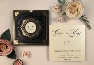 Invitatie de nunta premium si eleganta cu detalii aurii – 85865,1,Creativ.ro