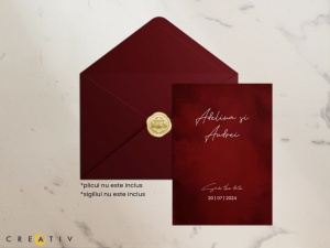 Invitatie de nunta Red Watercolor, 128x178mm,1,Creativ.ro