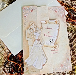 Invitatie de Nunta Vintage cu Plic, 166x140mm – 31314,3,Creativ.ro