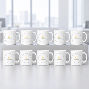 Set de 10 cani albe personalizate cu logo
