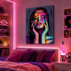 Tablou canvas portret de femeie „Neon Muse"