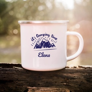 Cana metalica personalizata cu nume - it's camping time