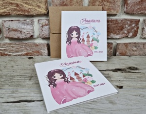 Invitatie de botez Princess, cu plic kraft, 134x149mm – 601