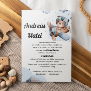 Invitatie de botez ursuletul zburator,3,Creativ.ro