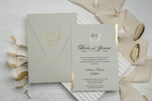 Invitatie de nunta, cu colturi aurii si plic, 135x193mm – 9263,3,Creativ.ro