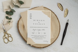 Invitatie de nunta, cu plic maro deschis, 135x193mm – 9247,2,Creativ.ro