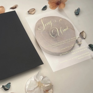 Invitatie de nunta eleganta si minimalista cu design premium si accente aurii – 85870