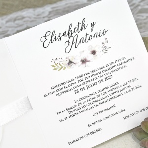 Invitatie de Nunta Florala cu Plic Alb, 150x150mm – 39632,4,Creativ.ro