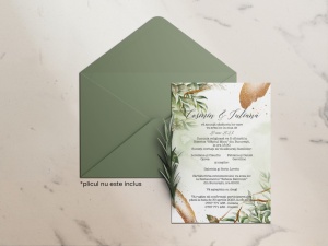 Invitatie de nunta GREEN LEAF, 128x178mm,1,Creativ.ro