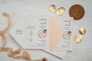 Invitatie de nunta, portocaliu deschis, fara plic, 115x170mm – 9349,2,Creativ.ro
