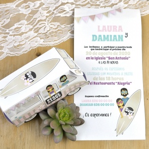 Invitatie Nunta Rulota Colorata, Stil Boho Surf – 39603