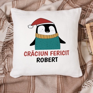 Perna personalizata cu text si Pinguin