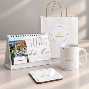 Set corporate personalizat - calendar, cana si suport de cana