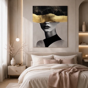 Tablou canvas portret de femeie „Golden Veil"