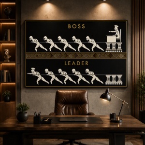 Tablou motivațional „Boss vs Leader"
