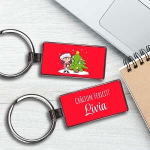Breloc personalizat cu nume si figurina de Craciun