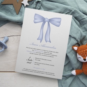 Invitatie de botez fundita albastra, 128x178mm, fara plic - BZ0054, 2, Creativ.ro