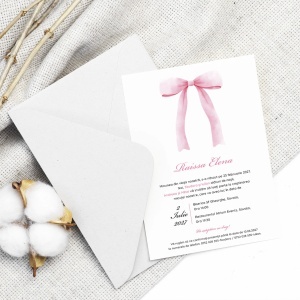 Invitatie de botez fundita roz, 128x178mm, fara plic - BZ0052, 2, Creativ.ro