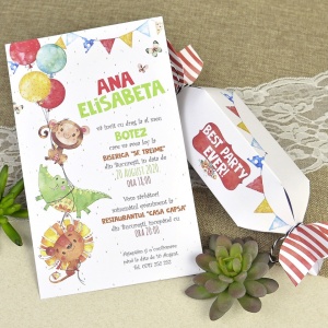 Invitatie de Botez Safari Stil Bomboana Multicolora – 15607,1,Creativ.ro