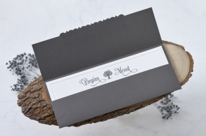 Invitatie de nunta, alb cu gri, 97x240mm – 1112,1,Creativ.ro