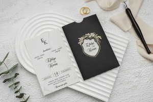 Invitatie de nunta, cu ambalaj negru, 100x153mm – 9295,1,Creativ.ro