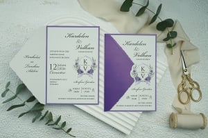 Invitatie de nunta, mov, fara plic, 115x170mm – 9351,1,Creativ.ro