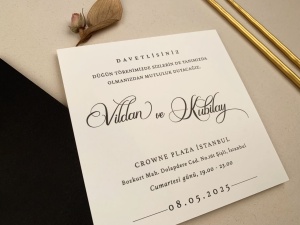 Invitatie patrata clasica alb-negru cu accente rafinate – 12262,3,Creativ.ro