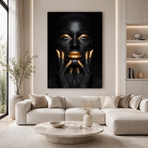 Tablou canvas portret de femeie „Golden Noir Glow"