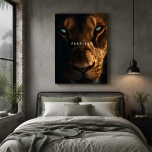 Tablou motivațional cu leu „Fearless"
