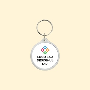 Breloc personalizat cu logo, rotund, plastic