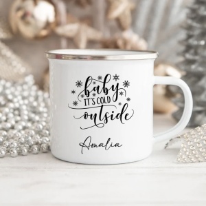Cana metalica personalizata cu nume Baby it's cold outside