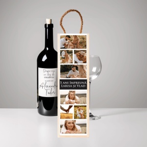 Cutie personalizata pentru sticla cu 8 fotografii si text