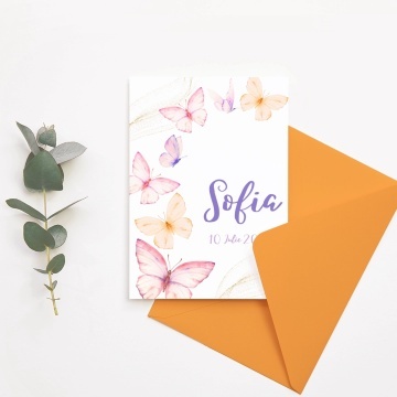 Invitatie de botez fluturi, 128x178mm, fara plic - BZ0037,4,Creativ.ro