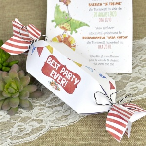Invitatie de Botez Safari Stil Bomboana Multicolora – 15607,3,Creativ.ro