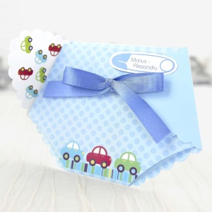 Invitatie de Botez Scutec Albastru cu Plic, 104x154mm – 15502,3,Creativ.ro