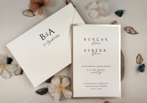 Invitatie de nunta alba cu margini argintii si design minimalist elegant – 13313,5,Creativ.ro