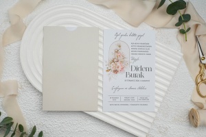 Invitatie de nunta boho, cu ambalaj beige, 100x153mm – 9298,2,Creativ.ro