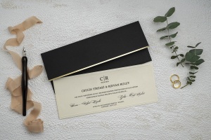 Invitatie de nunta, cu plic negru si auriu, 102x248mm – 9259,2,Creativ.ro