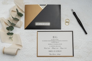 Invitatie de nunta moderna, maro cu negru, 193x138mm – 9274