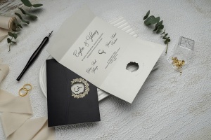 Invitatie de nunta neagra, 121x170mm – 9318,1,Creativ.ro