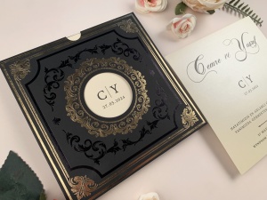 Invitatie de nunta premium si eleganta cu detalii aurii – 85865,4,Creativ.ro
