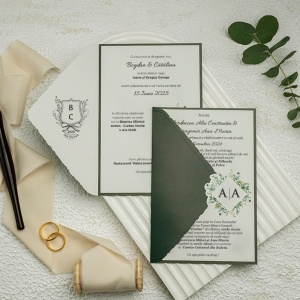 Invitatie de nunta, verde inchis, fara plic, 115x170mm – 9352,1,Creativ.ro