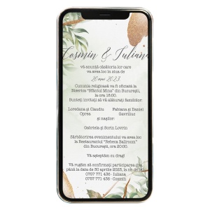 Invitatie digitala de nunta Green Leaf