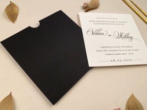 Invitatie patrata clasica alb-negru cu accente rafinate – 12262,1,Creativ.ro